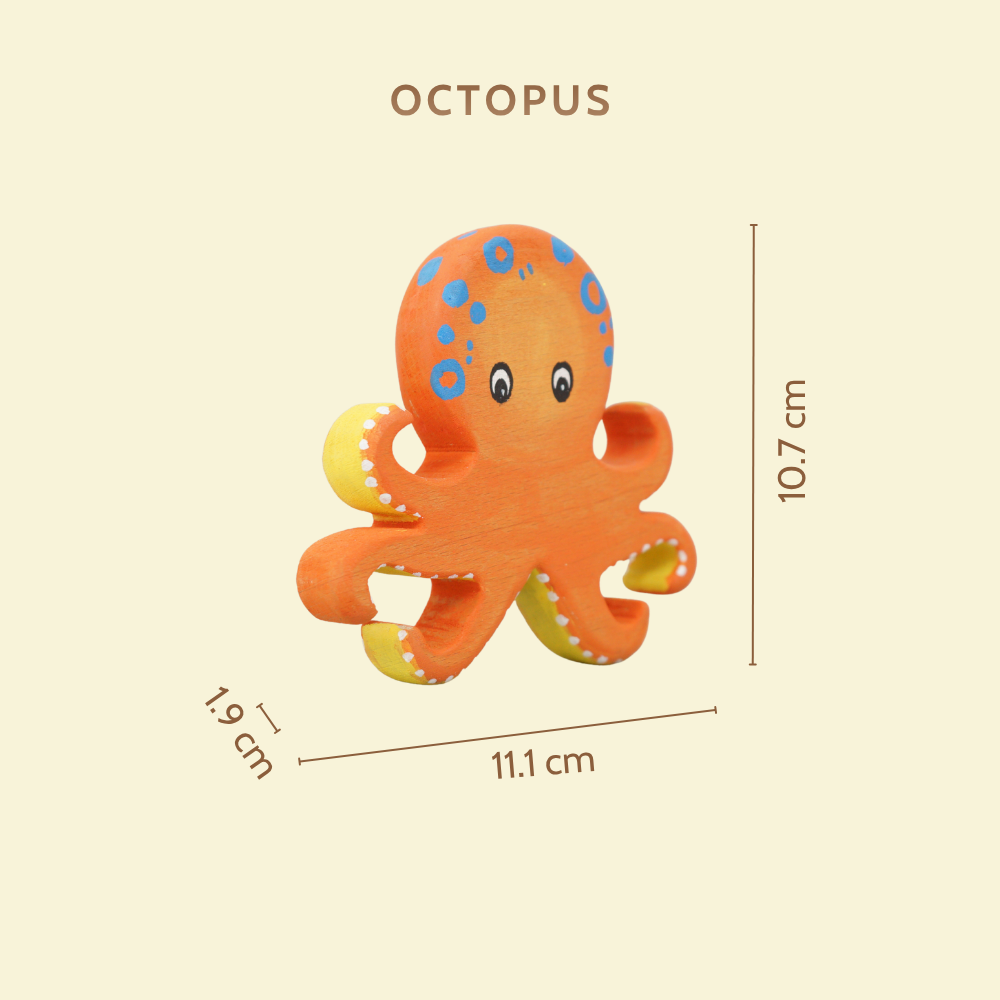 Wooden Ocean Animal Toys Set – Handcrafted Neem Wood Sea Creatures