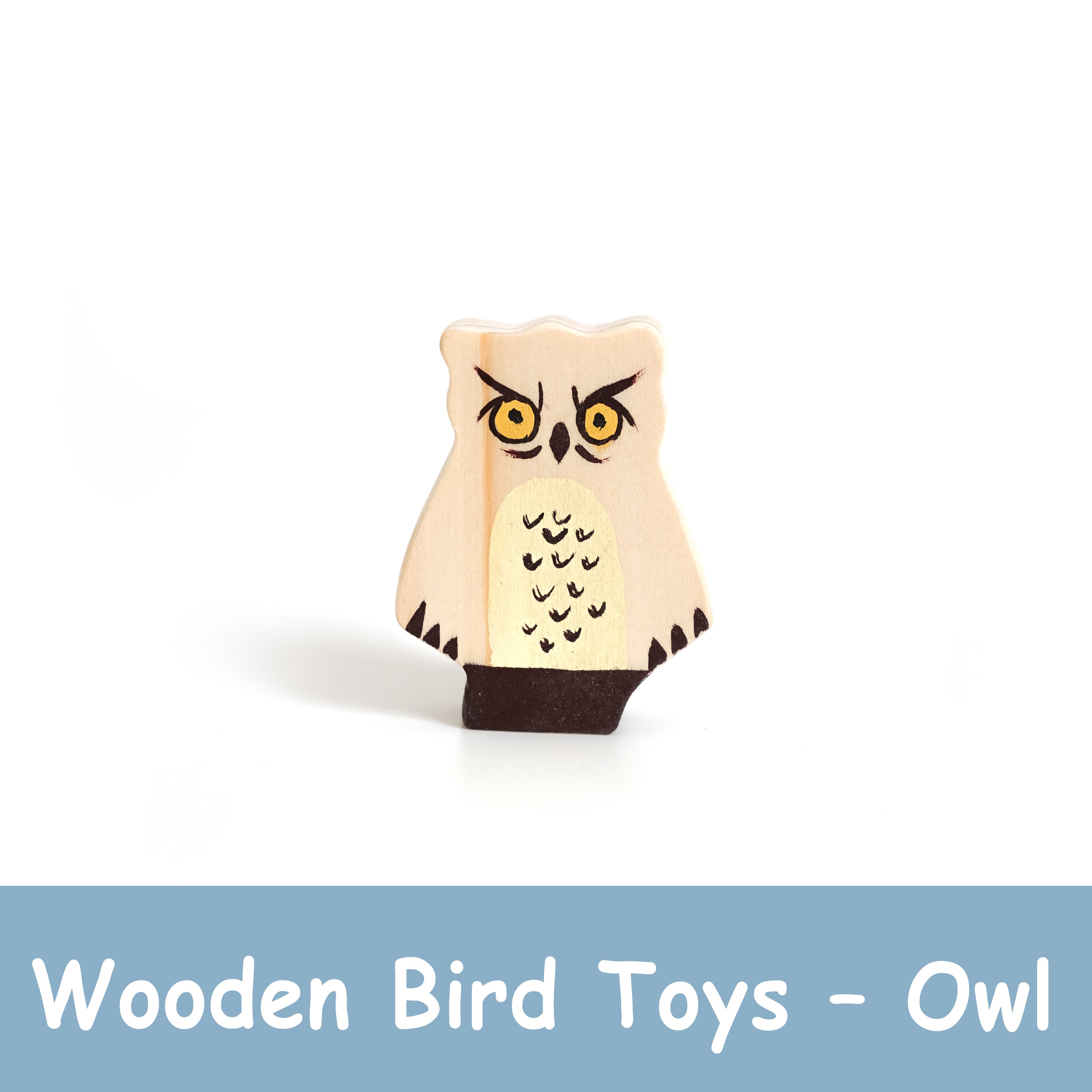 Wooden Owl Figurine Toy – Handcrafted Neem Wood, Safe Play for 1 Year+ ...