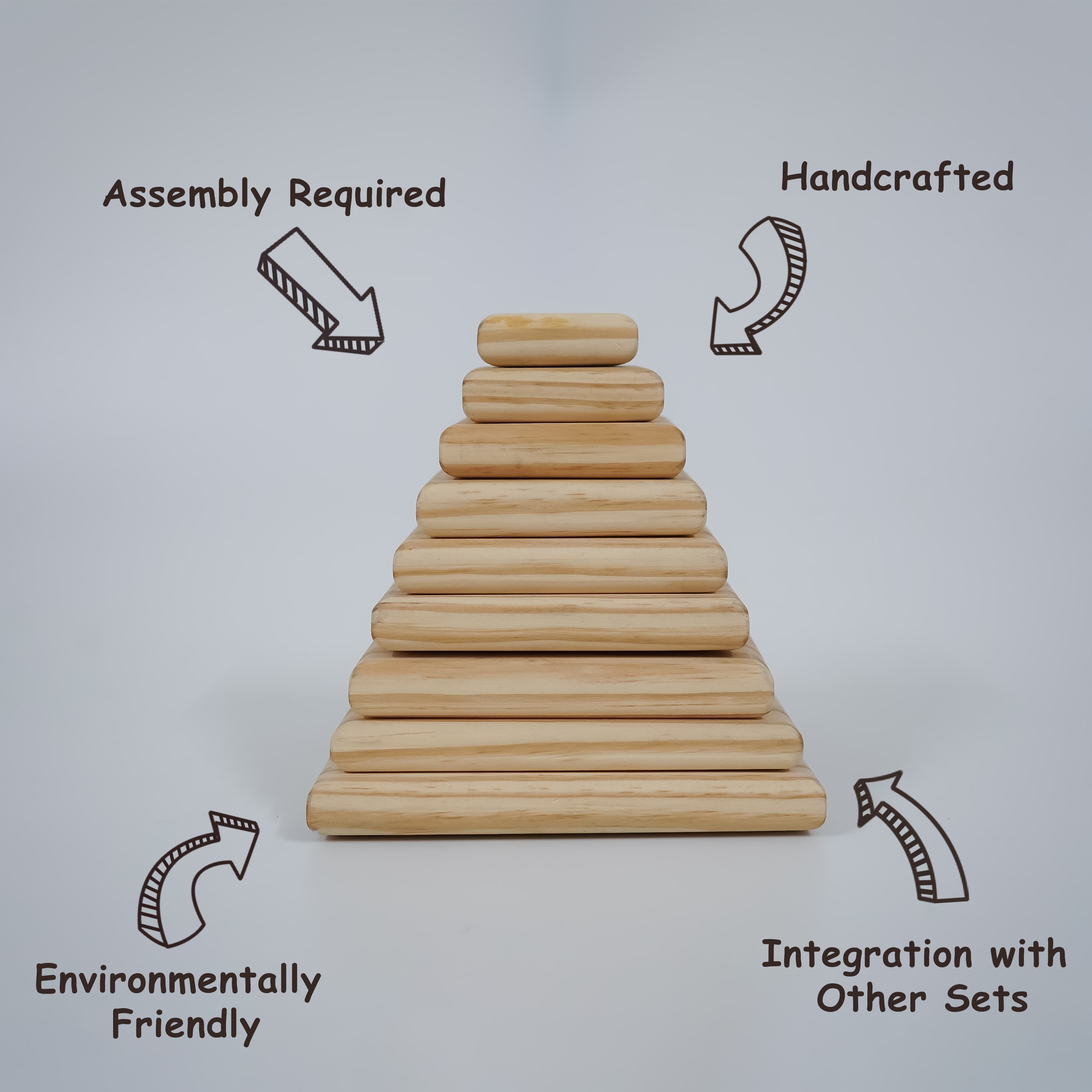 Wooden Stacker Toys – Square Pyramid