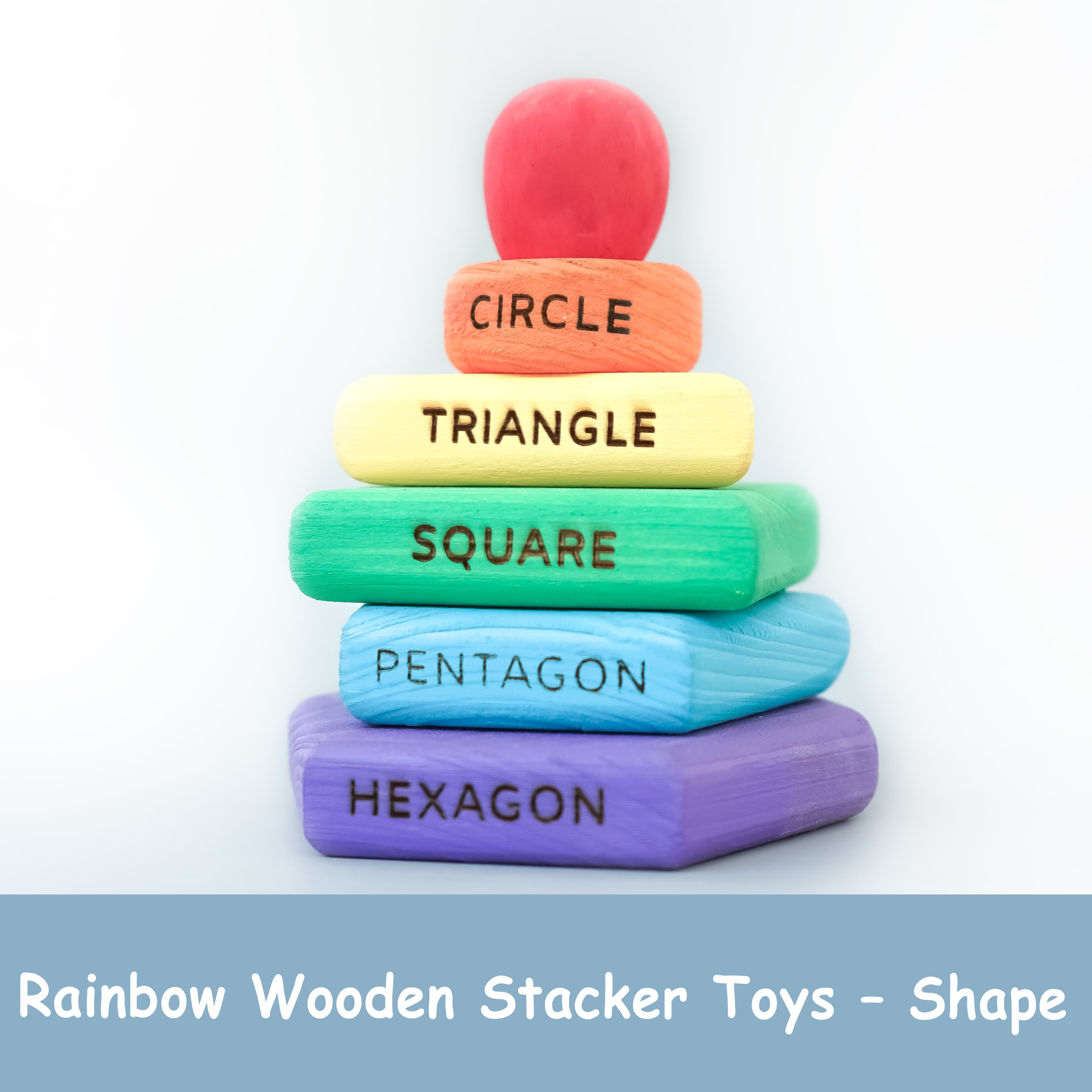 Rainbow Wooden Stacker Toys – Shape