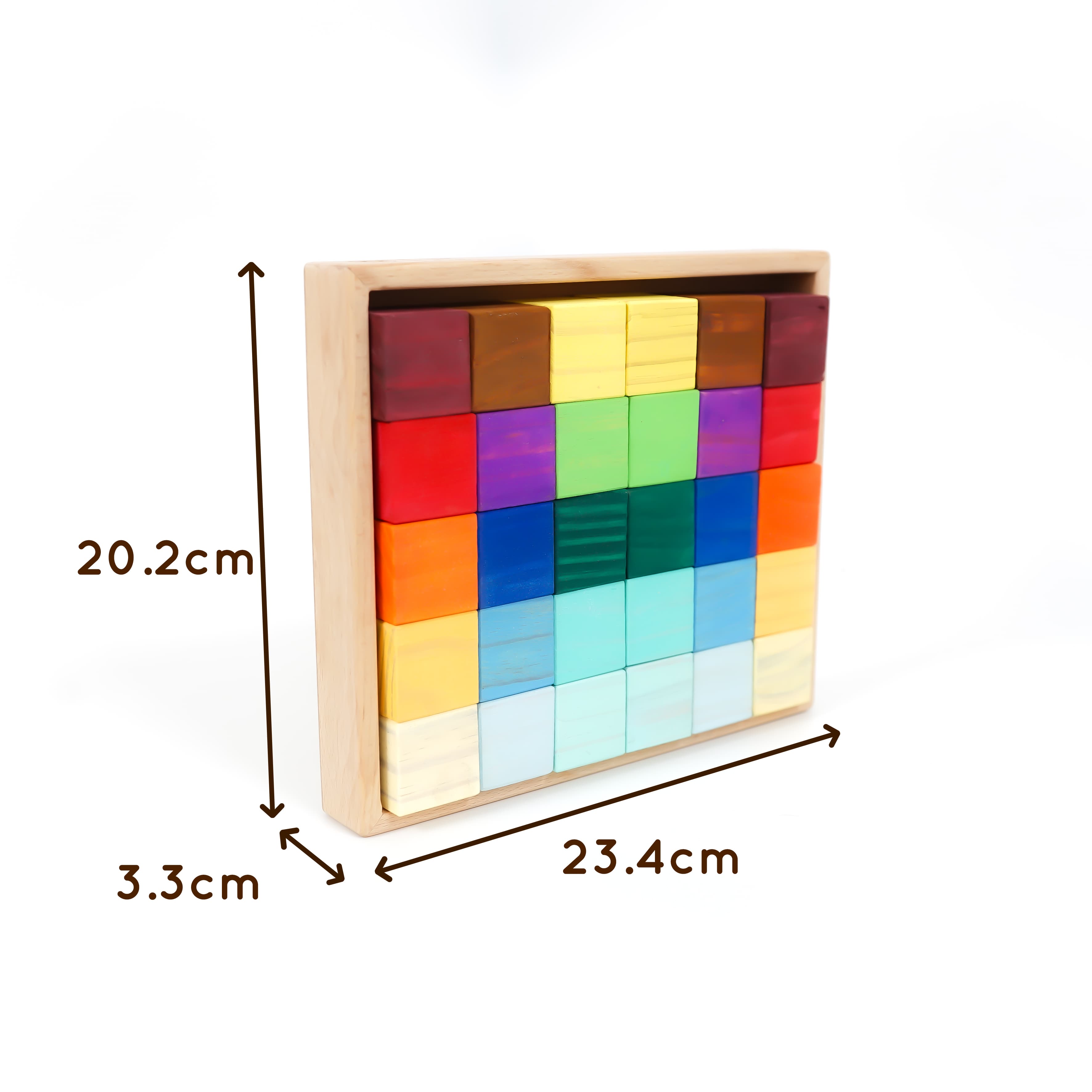 Wooden Toys – Rainbow Blocks Set- 30 Blocks 1 Tray