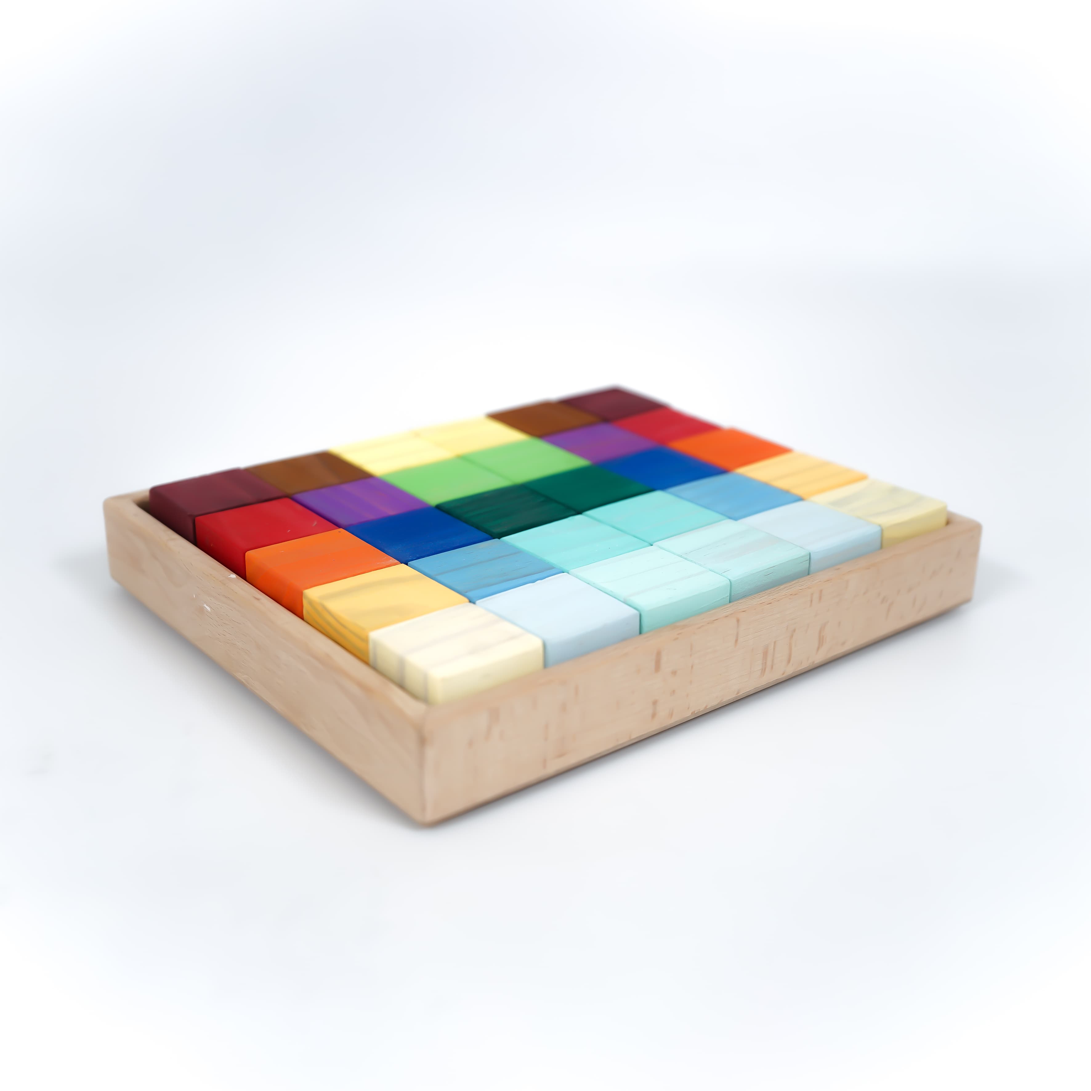 Wooden Toys – Rainbow Blocks Set- 30 Blocks 1 Tray