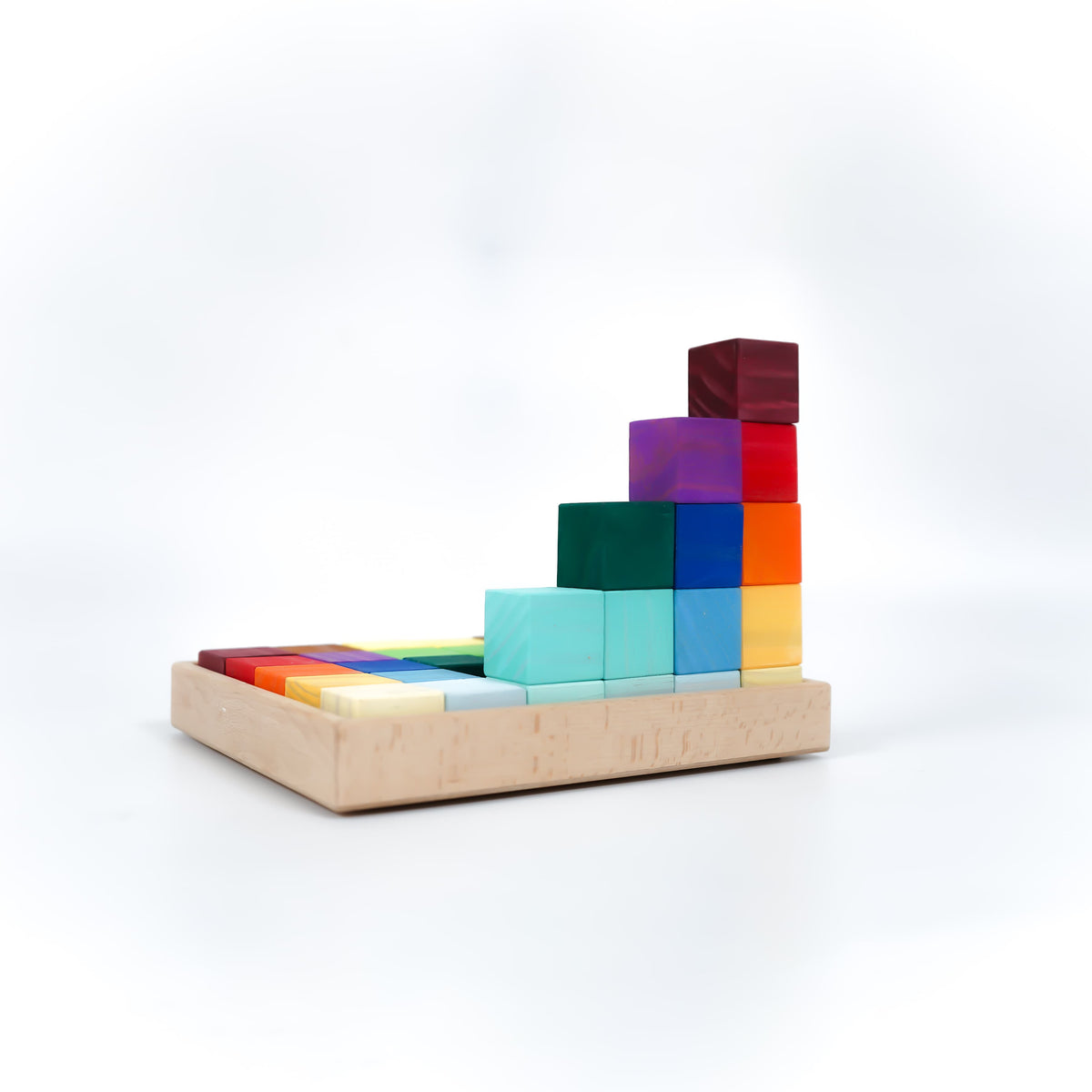 30 Blocks Wooden Rainbow Blocks Set - 30 Blocks 1 Tray – MoonToys