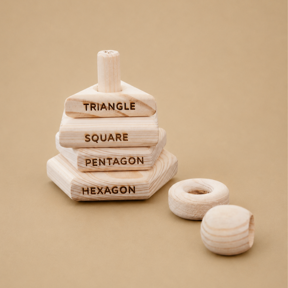 Montessori Wooden Shape Stacking Toy Set for Early Learning